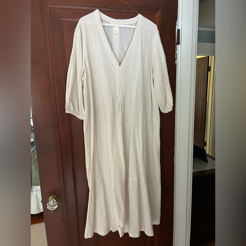 H&M v neck cotton midi dress